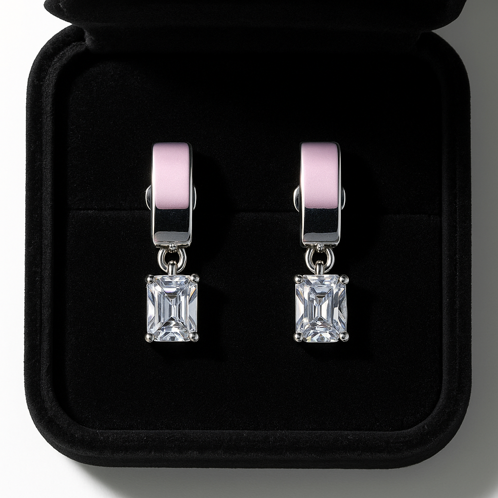 Modern Ombre Bar Earrings with Princess-Cut Crystal