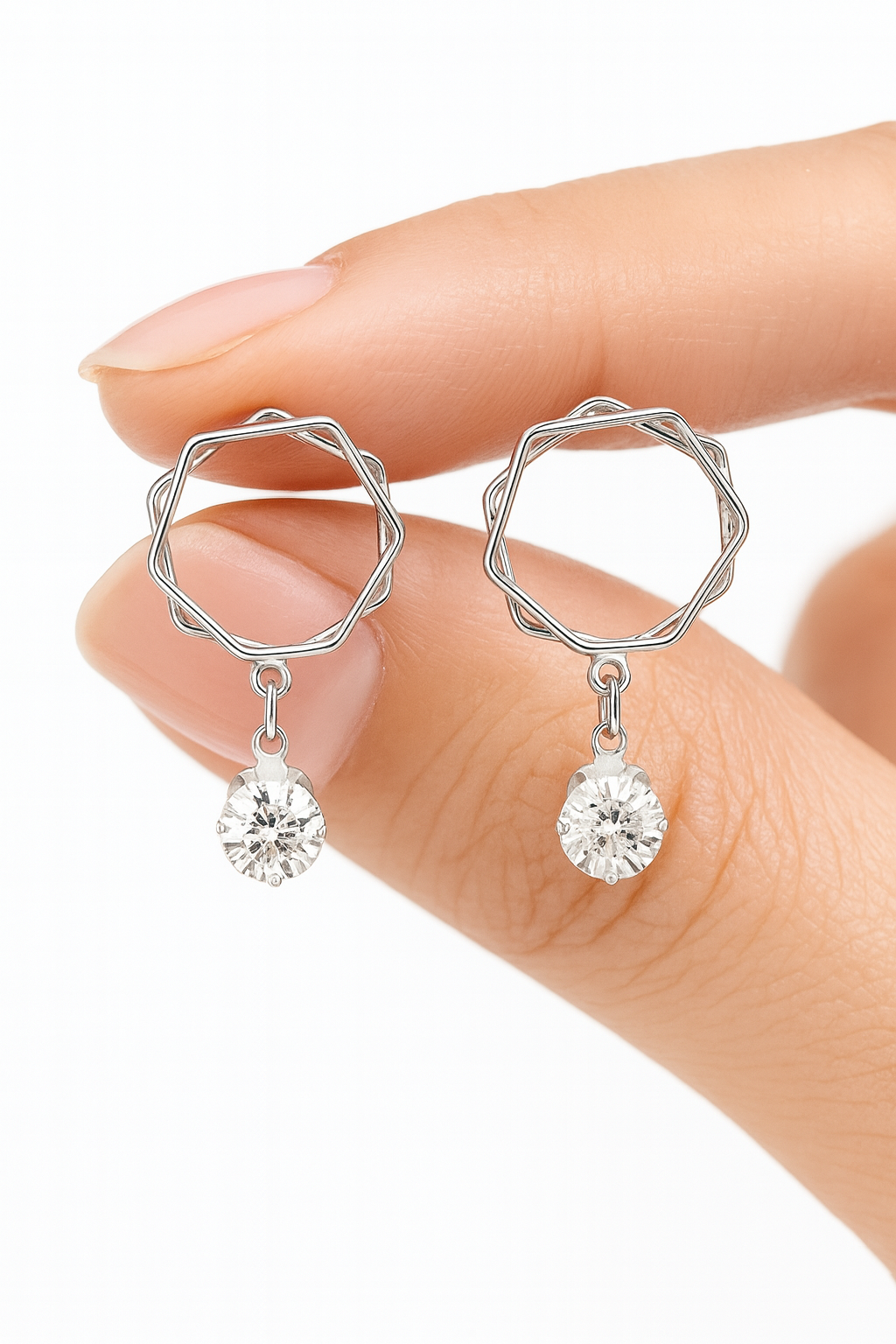 Elegant Geometric Drop Earrings with Sparkling Crystal