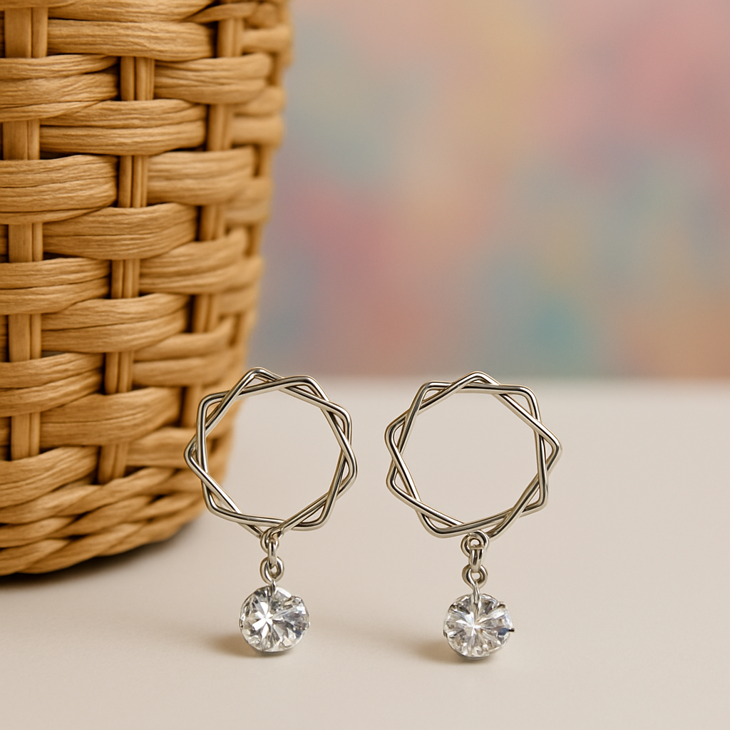 Elegant Geometric Drop Earrings with Sparkling Crystal