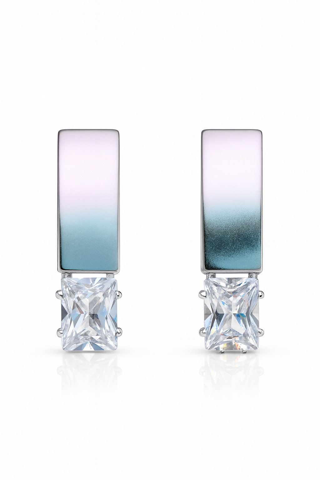 Modern Ombre Bar Earrings with Princess-Cut Crystal