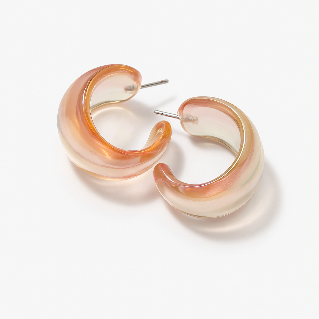 Iridescent Crescent Hoop Earrings