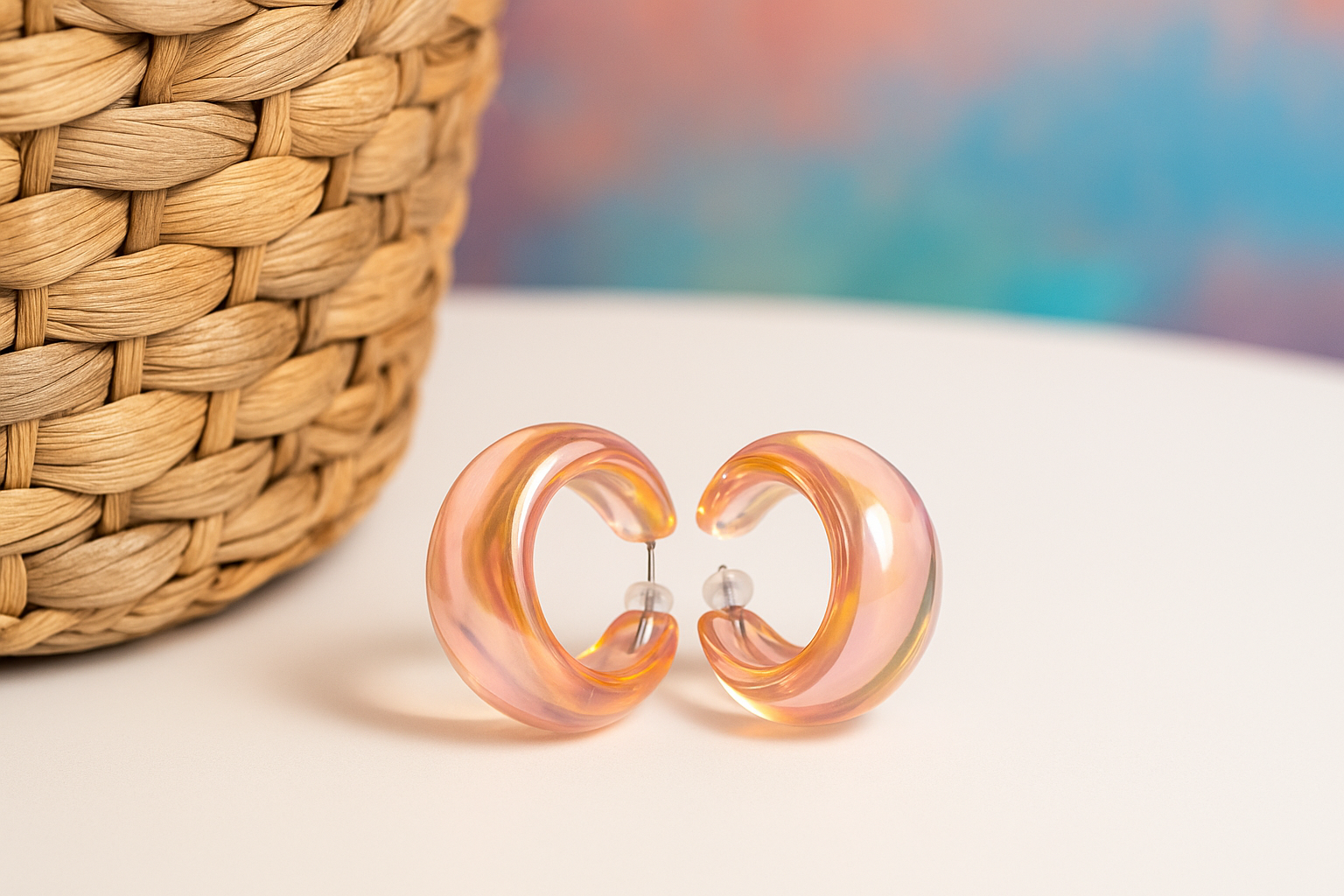 Iridescent Crescent Hoop Earrings