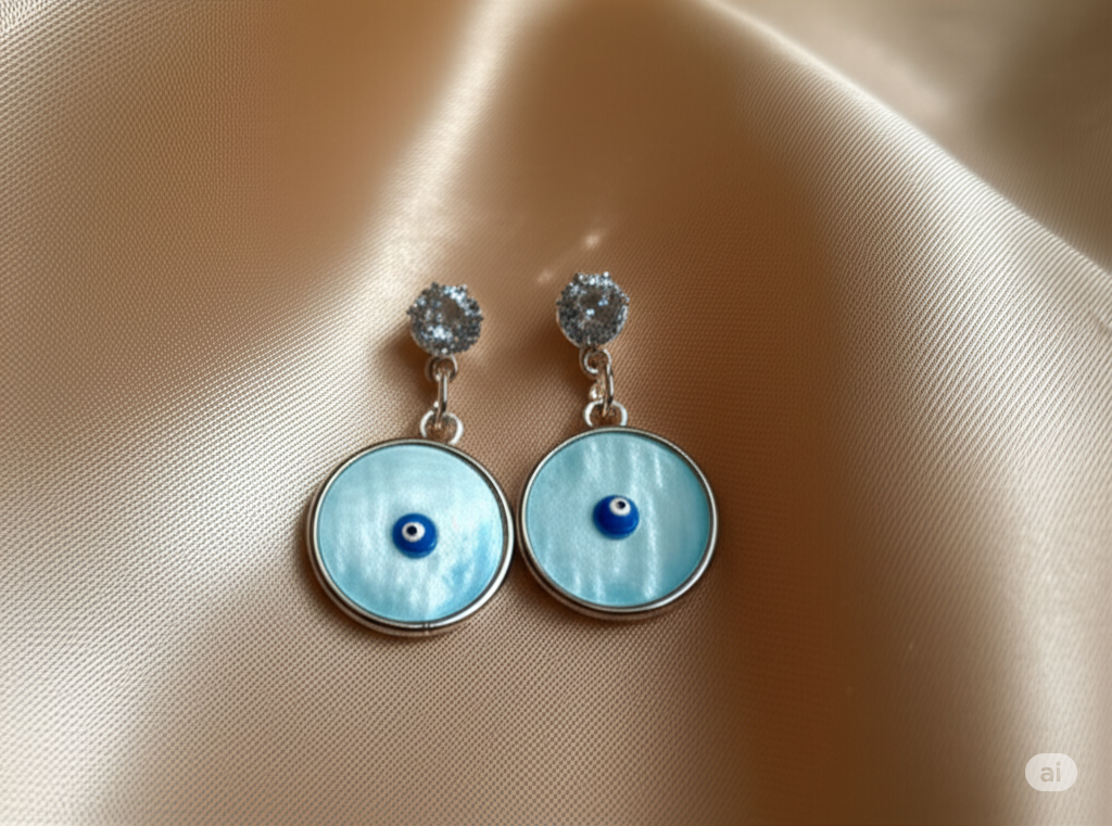 Ocean Evil Eye Stud Danglers