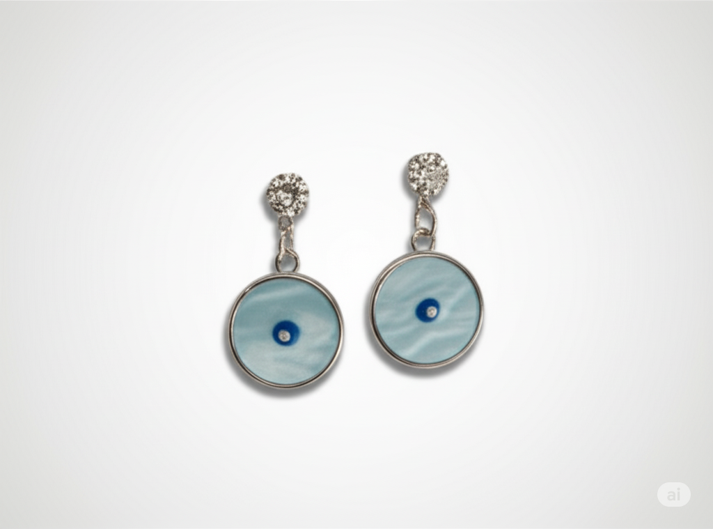 Ocean Evil Eye Stud Danglers