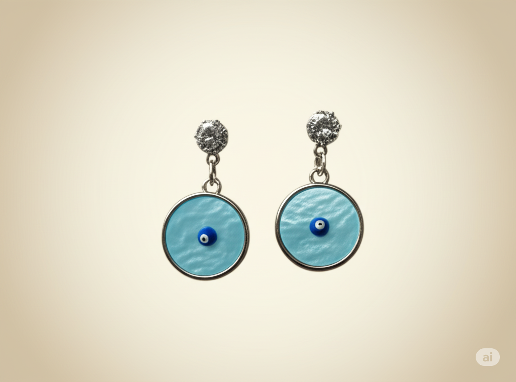 Ocean Evil Eye Stud Danglers